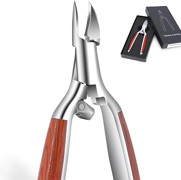 Podiatrist Toenail Clippers for Ingrown&Thick Toenails, alicates para unas de pies, Luxury Wooden Handle Nail Clippers, Professional Toenail Cutter for Seniors, Men, Women