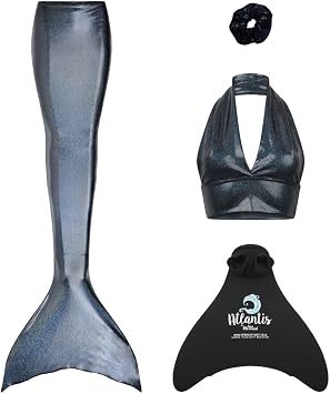 Mermaid Planet Sparkle Siren Deluxe Adult Mermaid Tail Set. Includes Swimmable Tail, Bikini Top, Scrunchie & Atlantis Monofin.