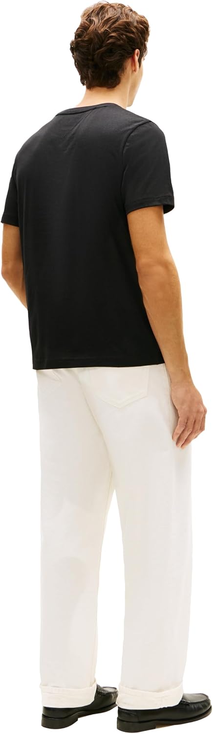 Tommy Hilfiger Men's Short Sleeve Cotton Graphic T-Shirts with Printed Stripe Logo Graphic