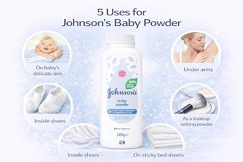 Johnson's Baby Powder, 200g (Pack of 3), 600g Total Multipack – Mild & Gentle Formula for Delicate Skin, Absorbs Moisture to Keep Skin Soft & Dry, Clinically Proven Mildness
