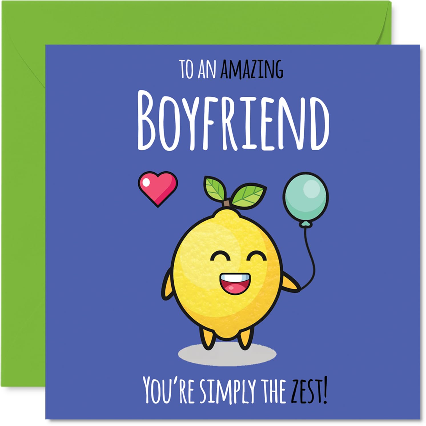 Boyfriend Birthday Card - Simply The Zest - Happy Birthday Card for Boyfriend from Girlfriend Partner, 145mm cute lemon Bday Greeting Cards