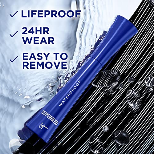 It Cosmetics Superhero Volumizing Waterproof Mascara – 24Hr Wear – Resists Sweat & Humidity – Lash-Loving Biotin, Peptides & Pro-Vitamin B5 – Super Black, 0.3 Fl Oz #TOP2