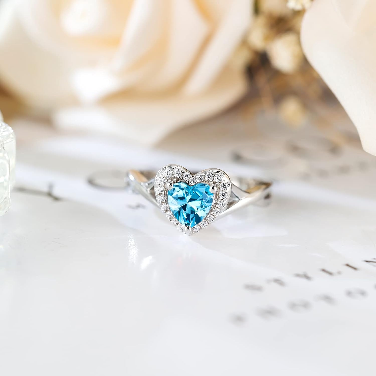 S925 Sterling Silver Birthstone Rings for Women Engagement Ring For Women Adjustable Promise Rings for Wife, Mom, Daughter Jewelry Birthday Wedding Anniversary Valentines Gifts - Image 7