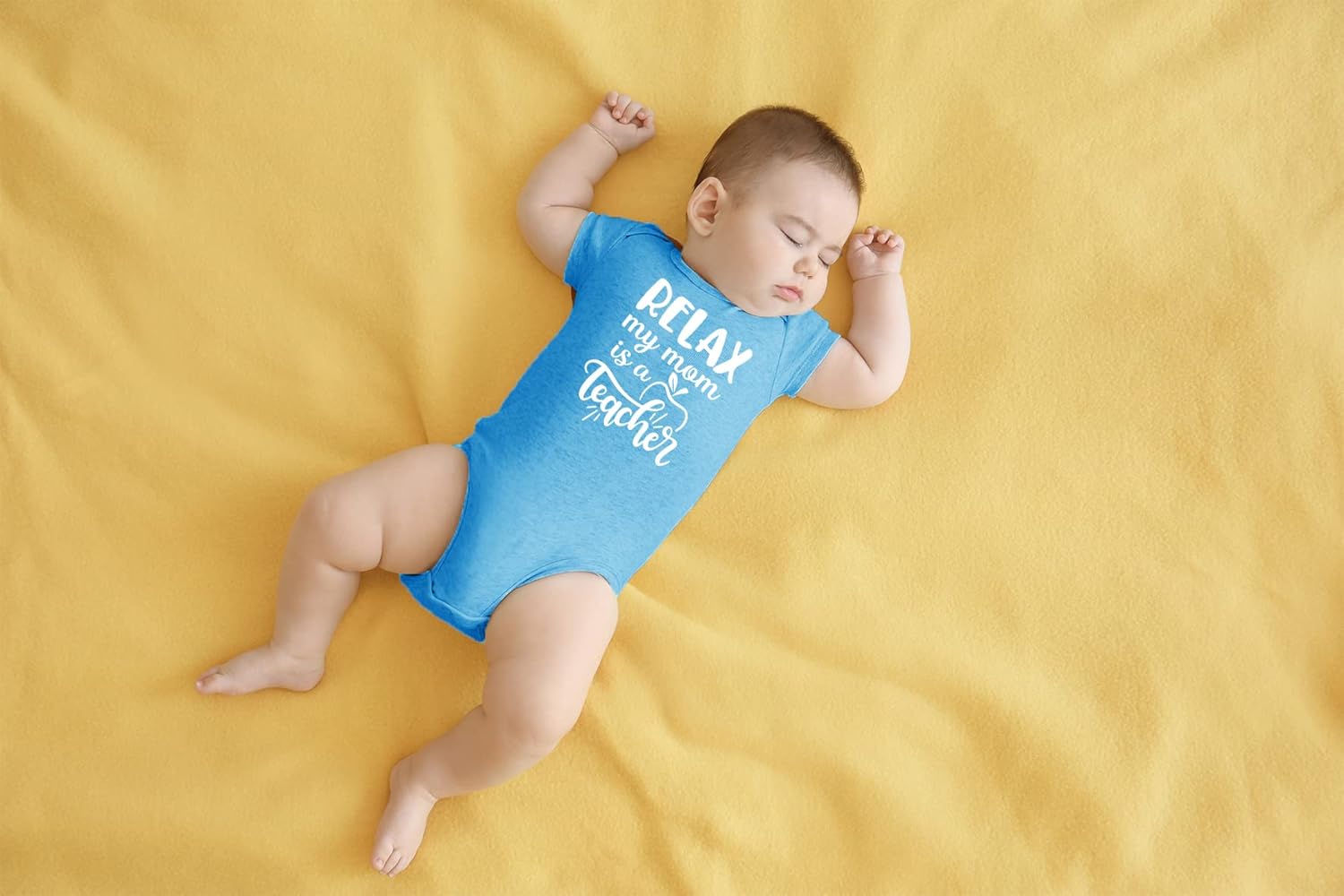Relax My Mom Is A Teacher Baby Bodysuit Funny Cute Infant Clothes Outfit Newborn Boys Girls 6 Months Light Blue image 5 of 6 B0B2KSRFF5