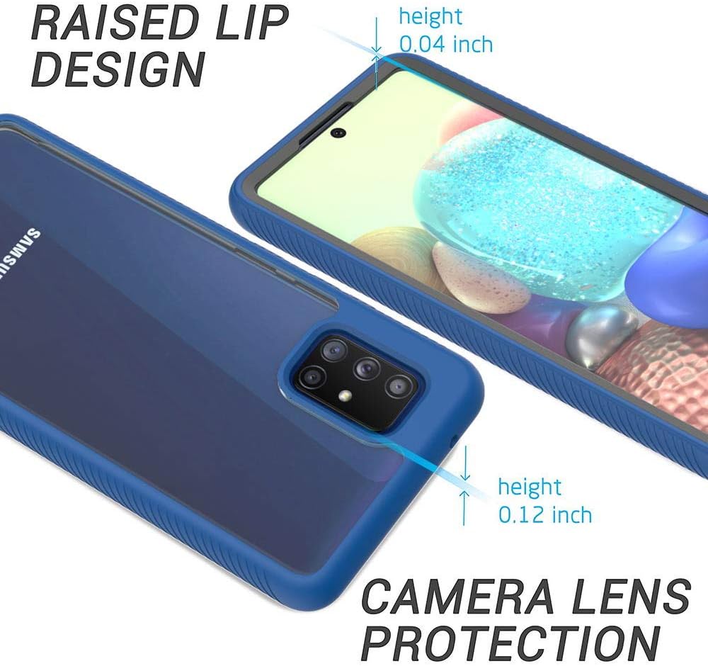 ONOLA Designed for Galaxy A71 5G Case,A71 5G Heavy Duty case Three Defense Built-in Screen Protector Clear (Not for A71 4G/A71 5G UW/Verizon Phone) Cover for Samsung Galaxy A71 5G Phone(Clear/Blue)