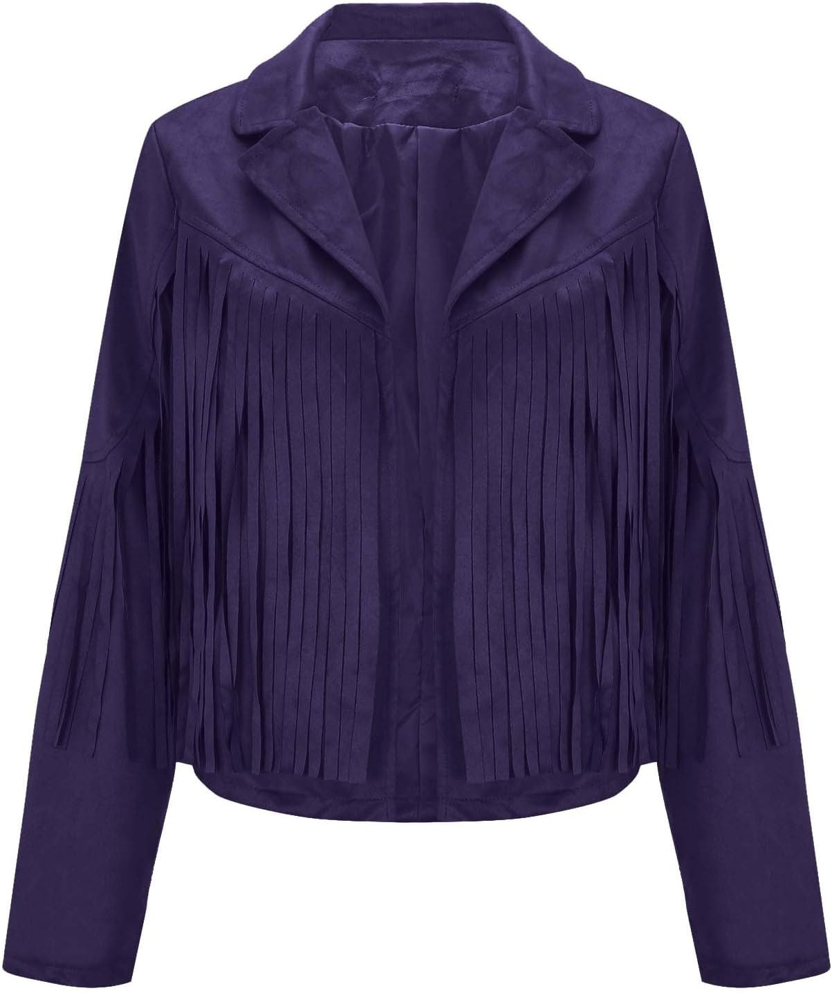 Stylish Women's Fringe Tassel Cropped Jacket Faux Suede Leather Motorcycle Coat for Casual Outfit - Image 4