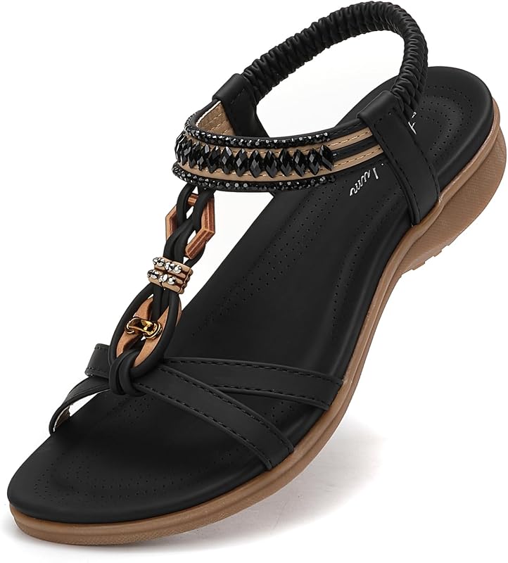 Sandalias para mujer Comfort Arch Support Sandalias Verano Zapatos para caminar Casual Tobillo Elástico Chanclas Zapatos