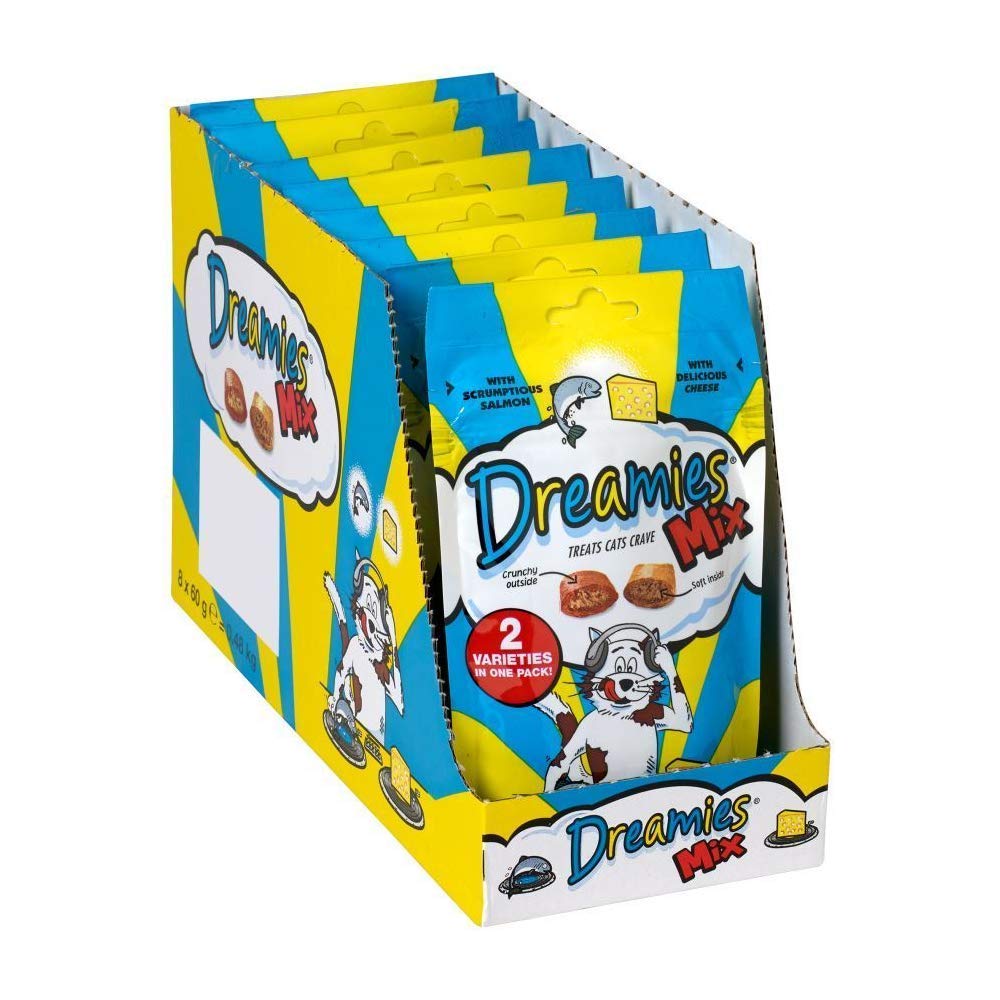 Dreamies Friandises pour chats - Mélange de saumon et de fromage ( Mix salmon and cheese ) - 60g (8 Paquets)