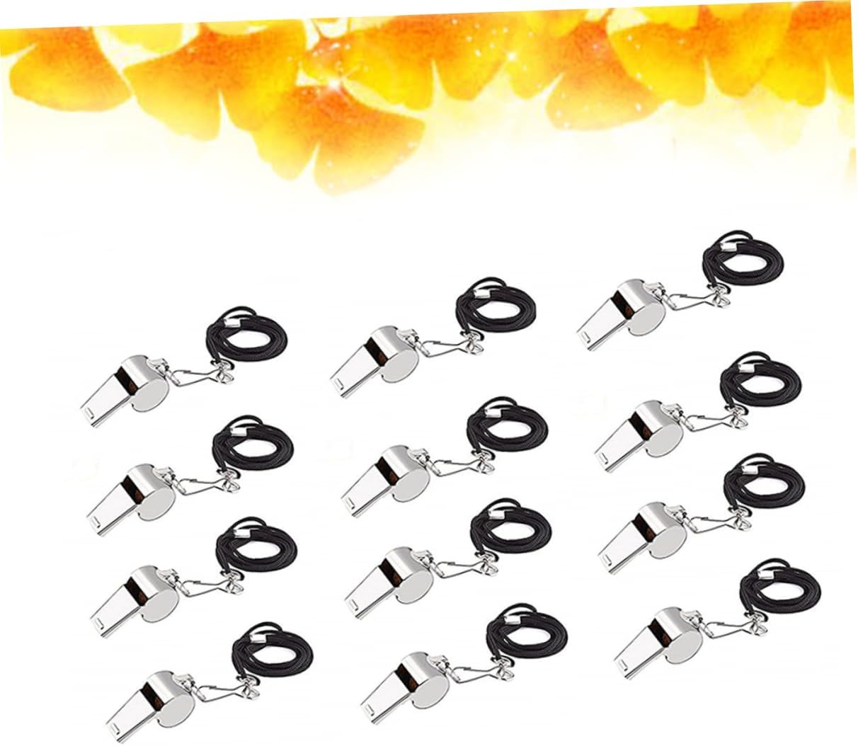 VICASKY 12Pcs Stainless Steel Referee Whistles with Lanyard Loud Crisp Sound for Athletes Football Basketball Emergency Survival