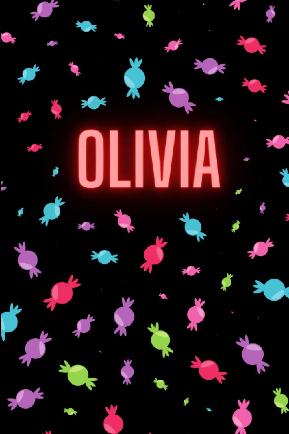 Olivia Personalised Notebook: Candy/Sweets Design, Bright Colourful Fun Journal, Perfect Birthday Present, Christmas Gift, Party Bag Ideas, Secret ... For Homework, School, College, A5-ish