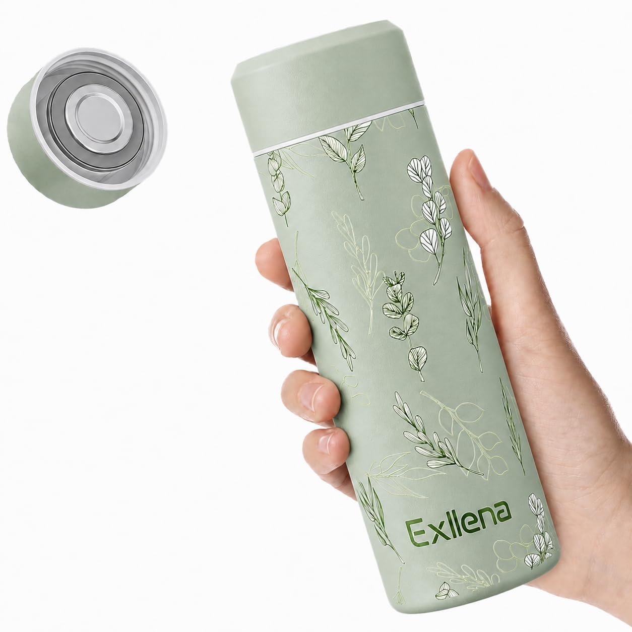 【Upgraded】 Exllena Small Water Bottle for Handbag – 300ml Mini Flask for Hot & Cold Drinks, Perfect Small Insulated Water Bottle for Travel, Milk, Coffee...(Floral)