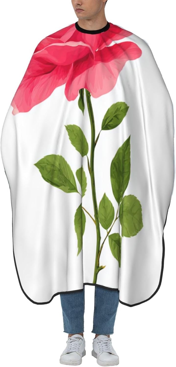 Capa para cortar cabello con diseño rosa y tallo rosa miniatura 1
