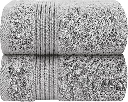 Westlane Linens 2 Premium Cotton Bath Sheet (90x160cm) 550 Gsm jumbo Bath Sheets Highly Absorbent Extra Large Bath Towels Quick Dry Soft Hotel Large Bath Sheets Quality (Grey)