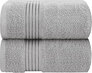 Westlane Linens 2 Premium Cotton Bath Sheet (90x160cm) 550 Gsm jumbo Bath Sheets Highly Absorbent Extra Large Bath Towels Quick Dry Soft Hotel Large Bath Sheets Quality (Grey)