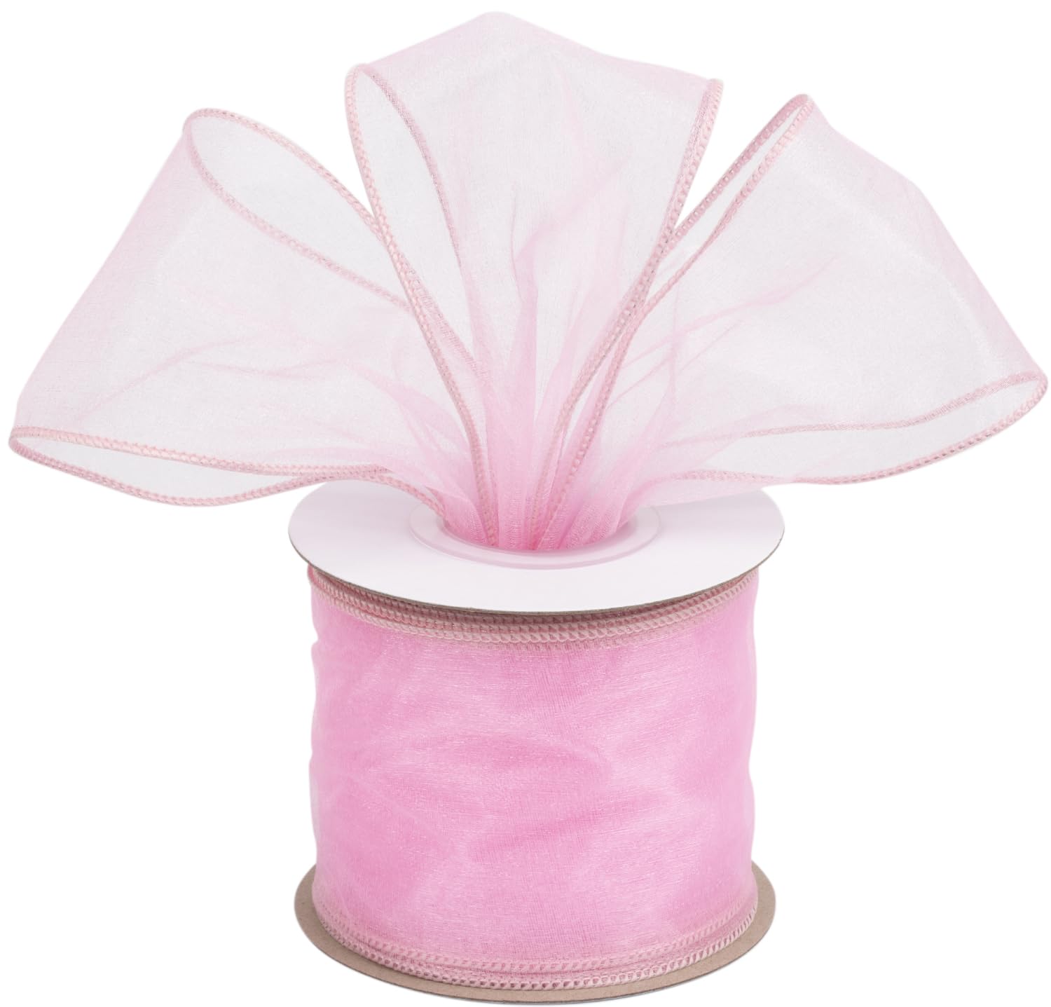 Joycrosso 3 Inch Lt. Pink Wired Organza Ribbon - 20 Yards Sheer Decorative Ribbon for Gift Wrapping, Wedding Decor, Christmas Tree, Crafts & DIY Projects