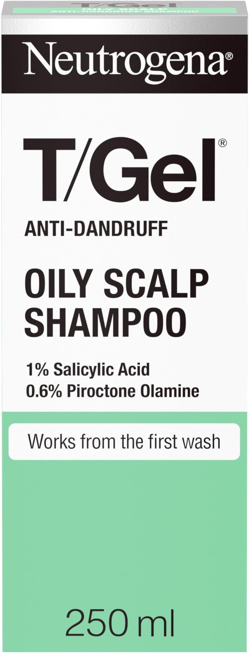 Neutrogena T/Gel Anti Dandruff Shampoo for Oily Scalp and Hair (1x 250ml), Daily Anti-Dandruff Shampoo with Salicylic Acid, Cleansing Shampoo to Remove Excess Oils and Fight Dandruff from First Wash