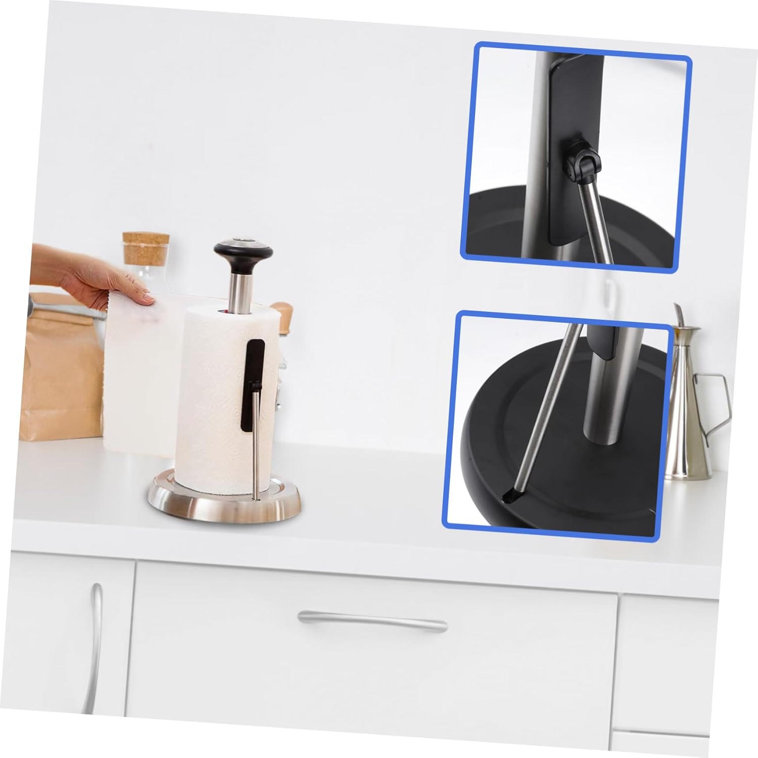 Stainless Steel Napkin Holder Stylish Roll Paper Rack for Kitchen Dining Black Tissue Dispenser Easy to Assemble and Long-Lasting Design