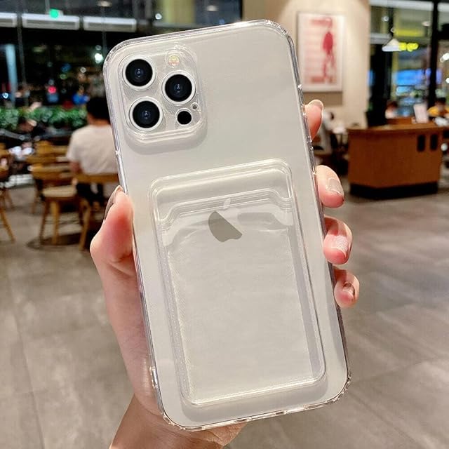 SFthingsss Case Compatible with iPhone 12 Pro 6.1-Inch, With Card Holder Slot, Shock-Absorption Bumper Phone Cover, Anti-Scratch Clear Back (HD Clear)