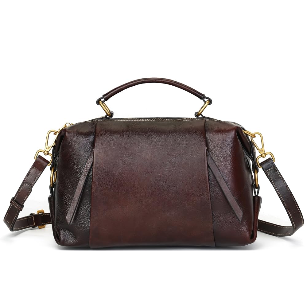 Zhuoliang Genuine Leather Crossbody Bags for Women Wristlets Handbags Purse Small Satchel Clutch Ladies leather Shoulder Bag for women Birthday Gift Coffee