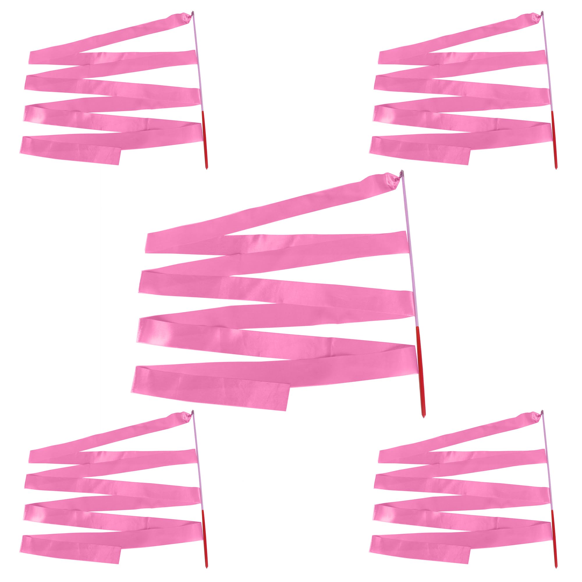 WedDecor Rhythmic Gymnastics Ribbons with Streamer Dance Rod Baton Twirling Exercise, Talent Shows, Artistic Dancing, Party Decoration Favors, Baton Art, Fun Activities, 4 Metres, Light Pink, 5pcs
