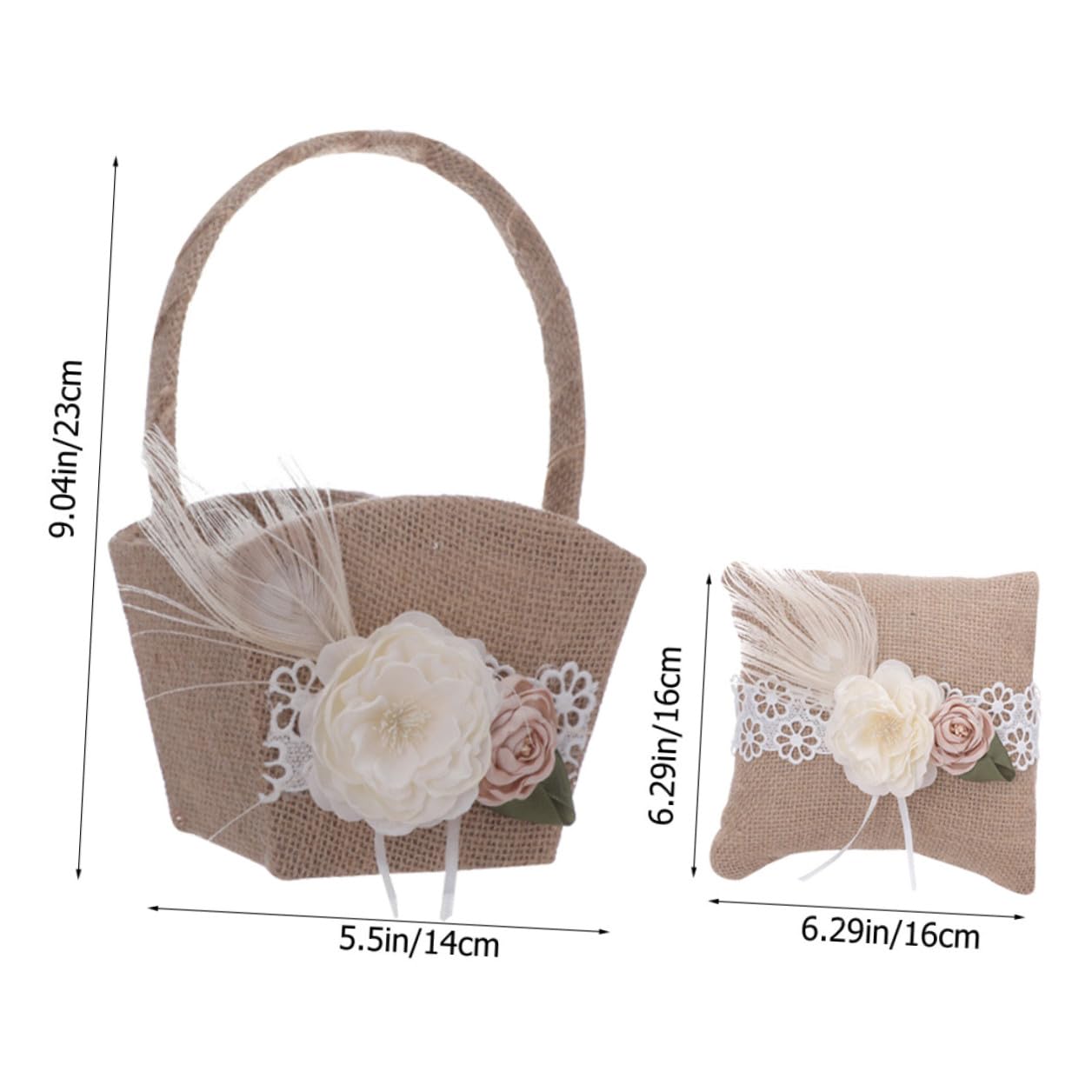 Coussin D'alliances Rond 1 Set en Lin pour Mariage Champêtre | Panier de Demoiselle D’honneur Couleur Café, Usage Fiançailles et Cérémonie, Finition Douce et Résistante