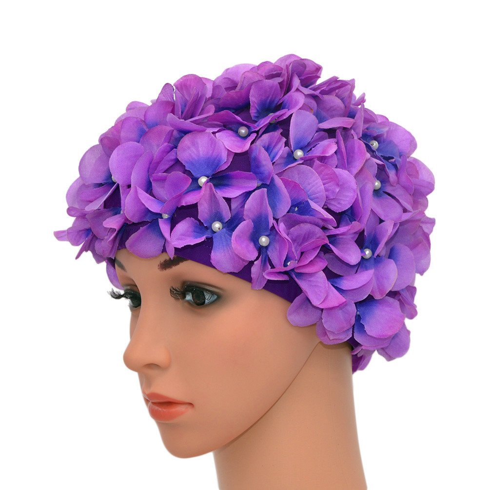 Medifier - Gorro de baño Retro para Mujer, diseño de pétalos de Flores