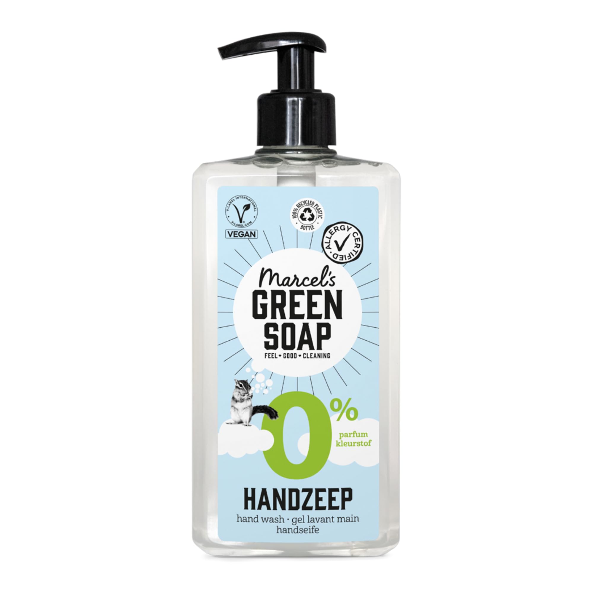 Marcel's Green Soap - Hand Soap 0% - Allergy Certified - For sensitive skin - No perfume - Vegan - 100% recycled plastic bottle - Refillable - 250 ml