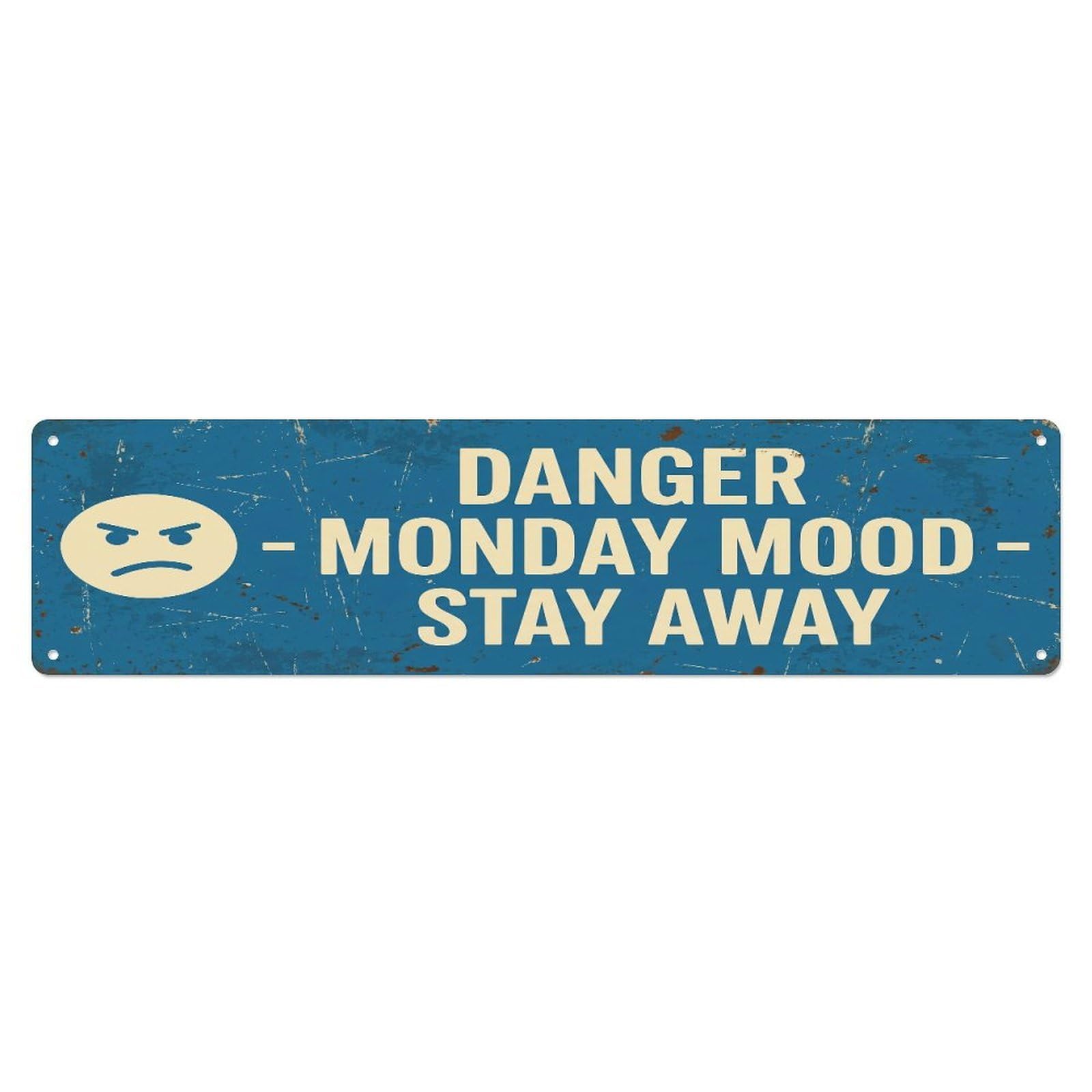 Fqcyn Style Metal Tin Sign Vintage Funny Danger Monday Mood Warning