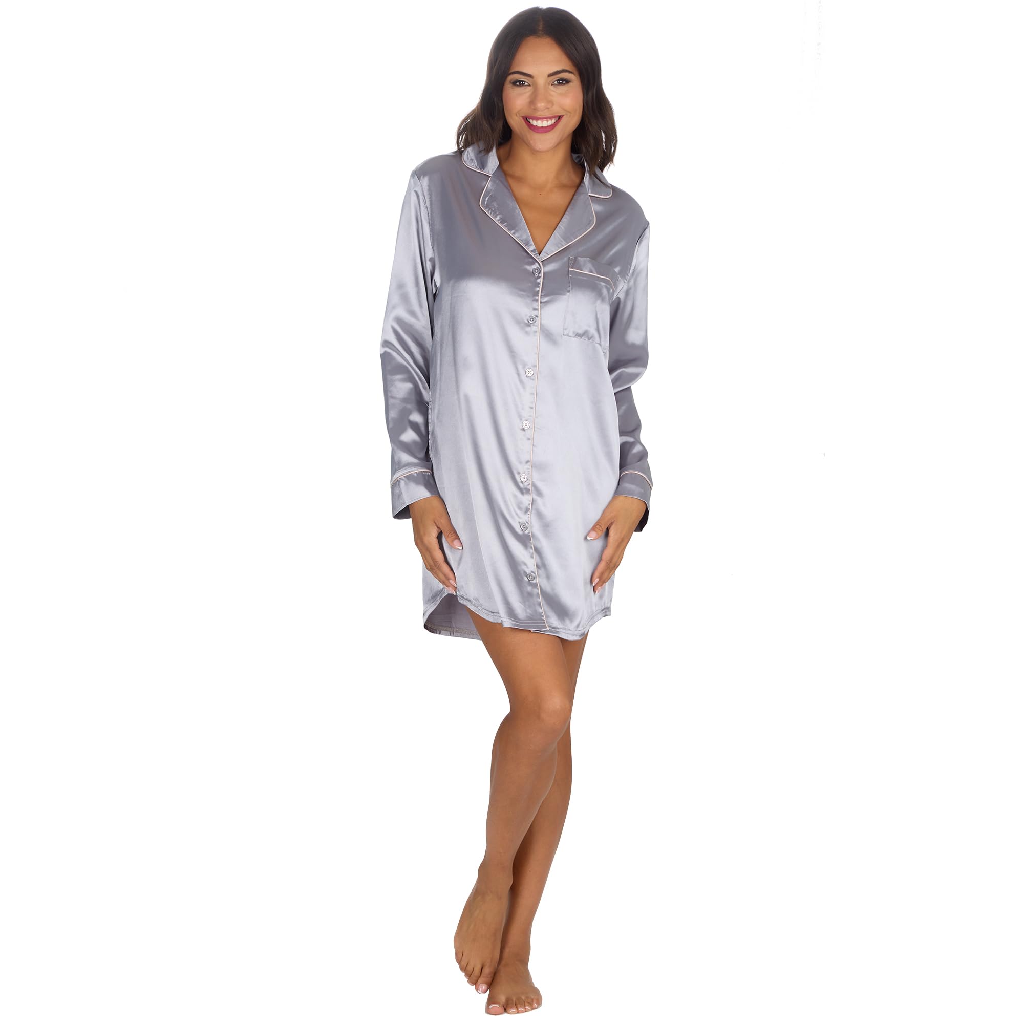 Undercover Ladies Satin Nightshirt 34B2109 Gunmetal 10-12
