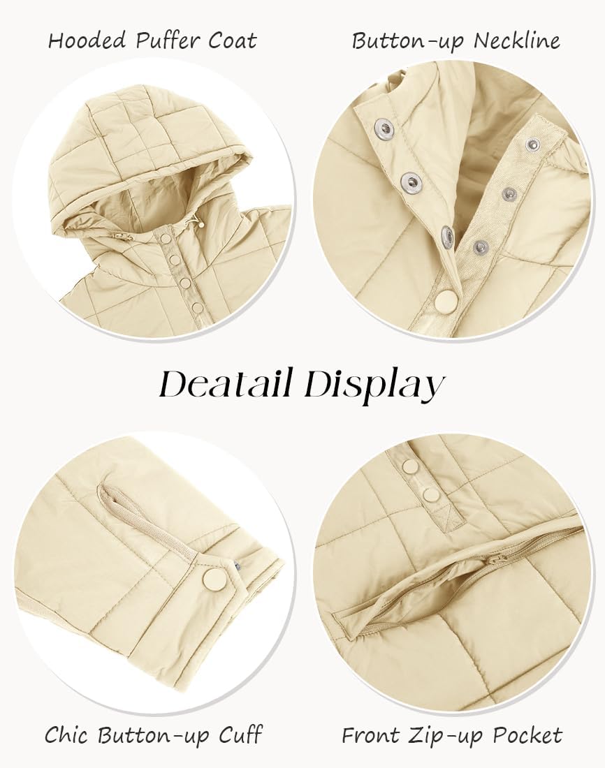 Fazortev Womens Oversized Puffer Jacket Quilted Dolman Hoodies Pullover Long Sleeve Lightweight Warm Tops Coat - Image 4