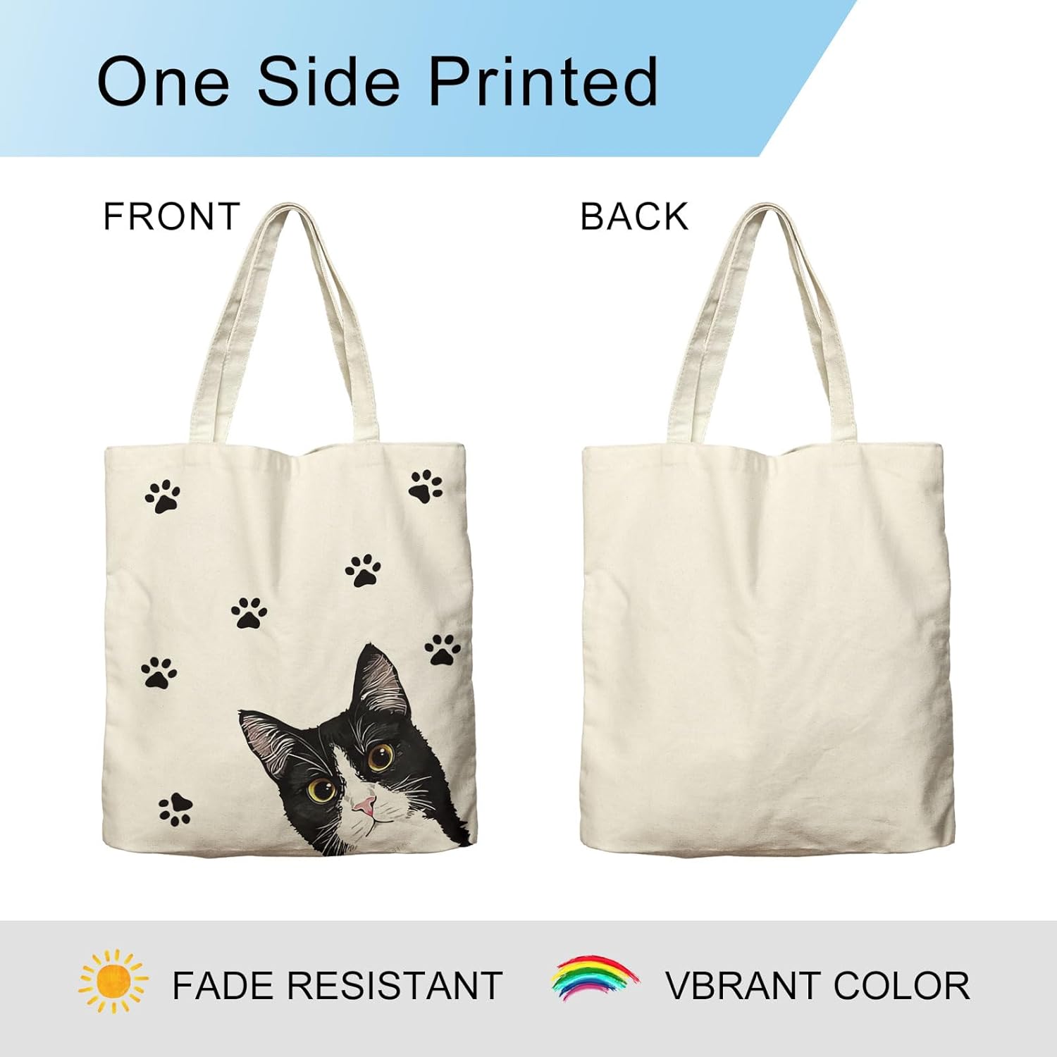 Dlzdn Cat Tote Bag Aesthetic Funny Cat Reusable Shopping Grocery Bag Beach Bag Birthday Christmas Gifts for Women - Image 5