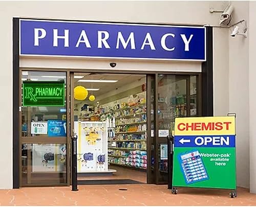 Miniatura 2 de 200102 Farmacia Medicamentos Pastillas Mecidine Tienda de Prescripción Tienda de Pantalla Abierta Luz LED Letrero de Neón (16" X 12", Azul)