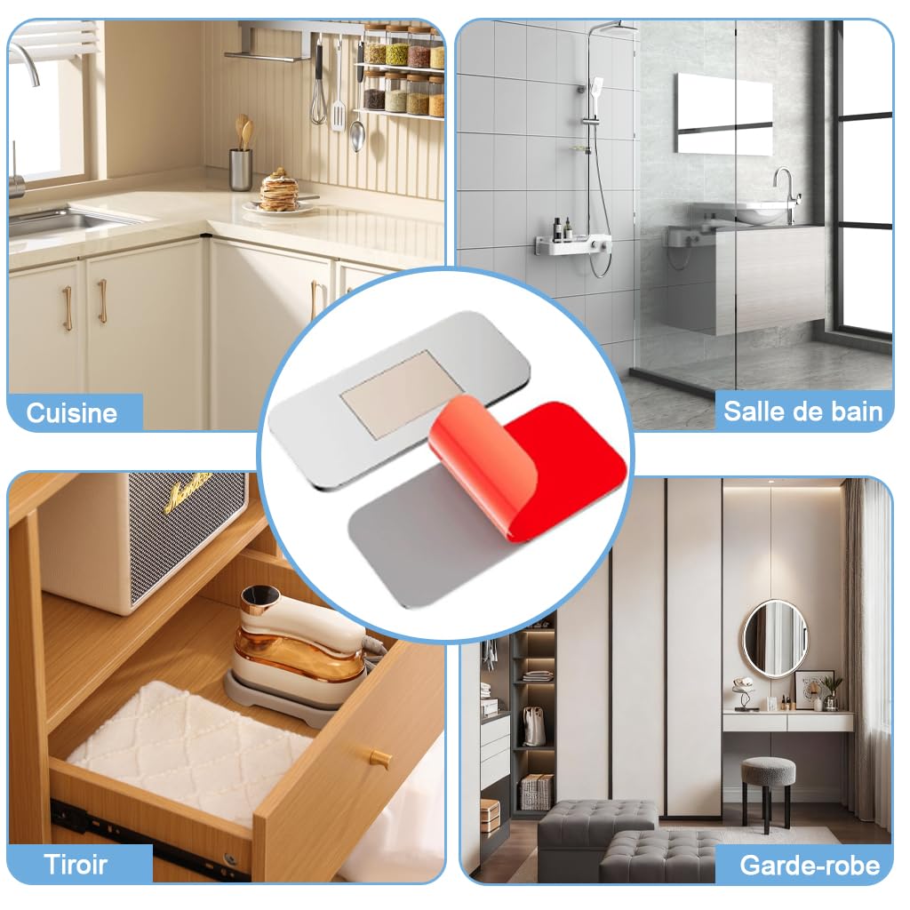Cierres Magnéticos para Armarios 10 Pares, Imanes Puertas Armario Potentes con Adhesivo Sin Taladro, Cierre Magnético Puerta Muebles Cocina Cajones Roperos, Iman Fuerte Invisible,Plata