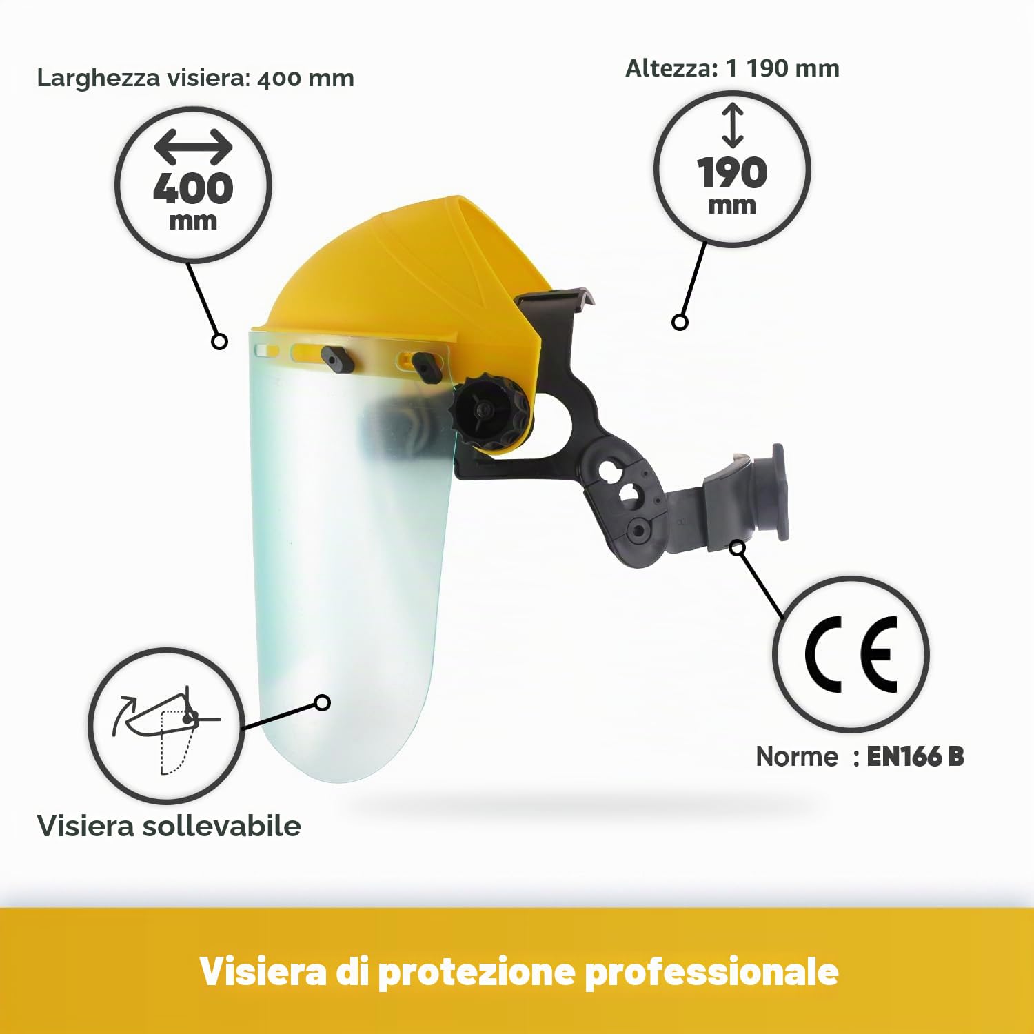OZAKI - Visiera di protezione schermo in policarbonato, modello professionale, sollevabile, circonferenza della testa regolabile, decespugliatore e fai da te