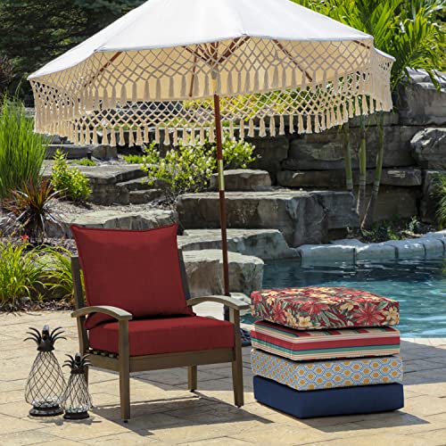 Image of Arden Outdoor Deep Seat Cushion Set (2-Pack), 22 in x 24 in, Weather-Proof, Rain-Proof, Fade Resistant Patio Cushion for Chair, Sofa, and Couch Ruby Red Leala