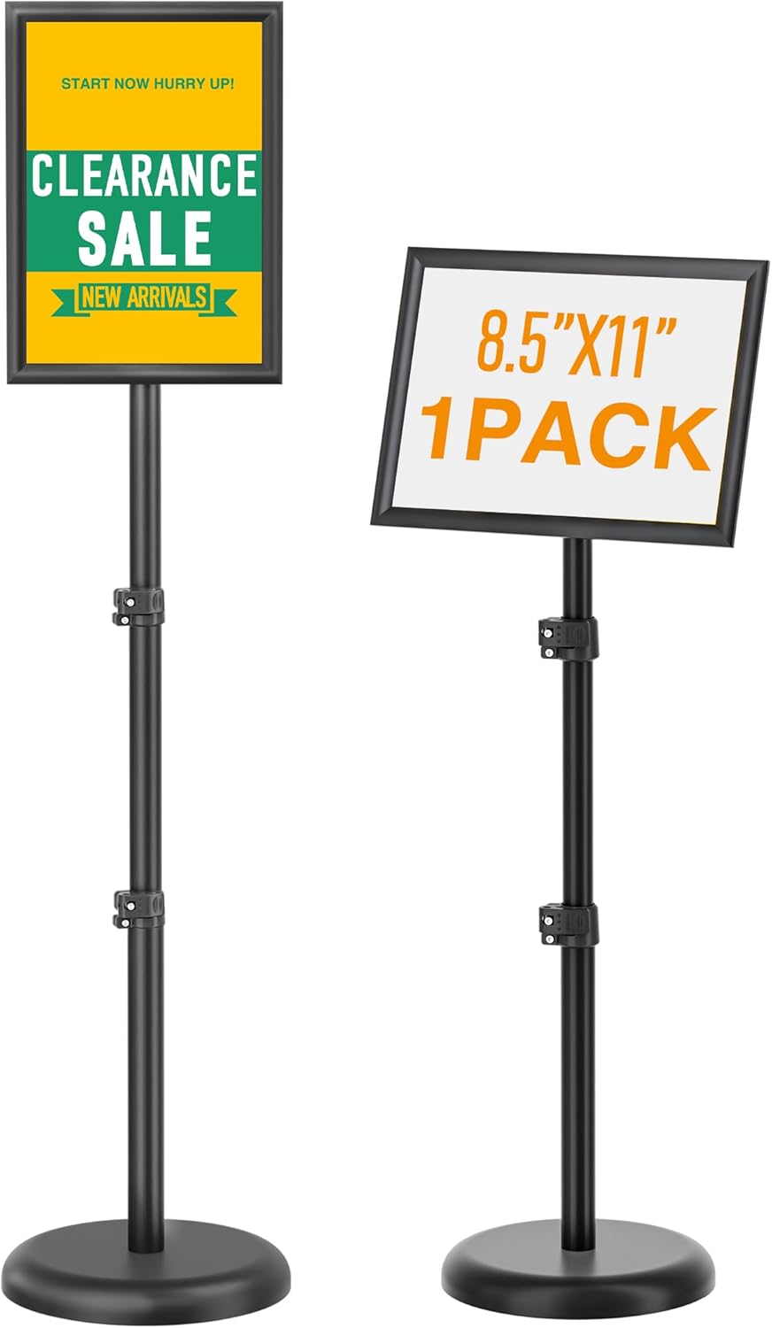 Sign Holder Stand 8.5x11 inch, Adjustable Floor Standing Sign Holder, Heavy Duty Sign Stand for Display, Fillable Retractable Poster Stand for Malls, Schools, Restaurants (1Pack)