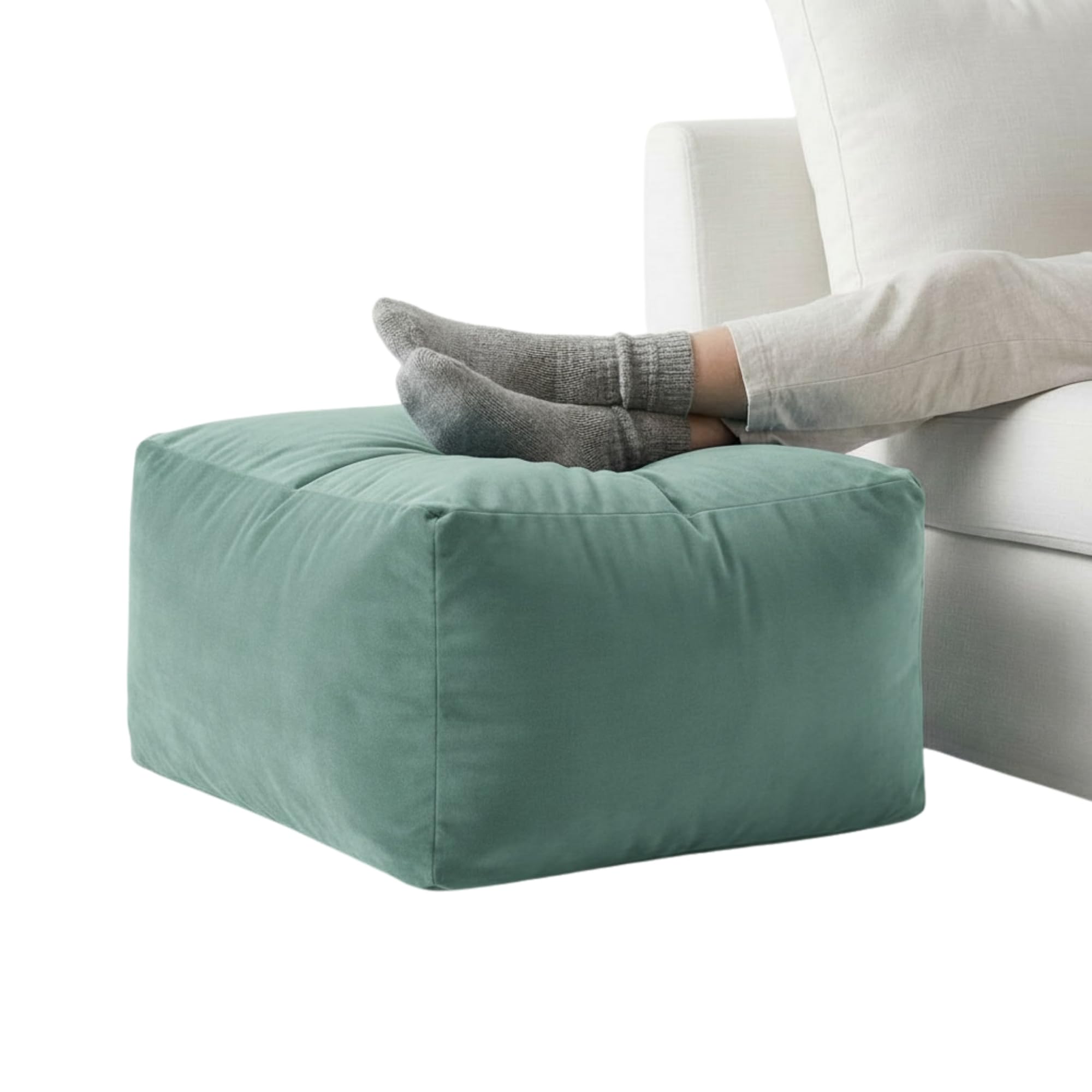 Kosiproducts Velvet Beanbag Ottoman Rectangle Footstool Pouf Chair Pouffe Soft Plush Feel (Duck Egg 45x35x15) — image 1
