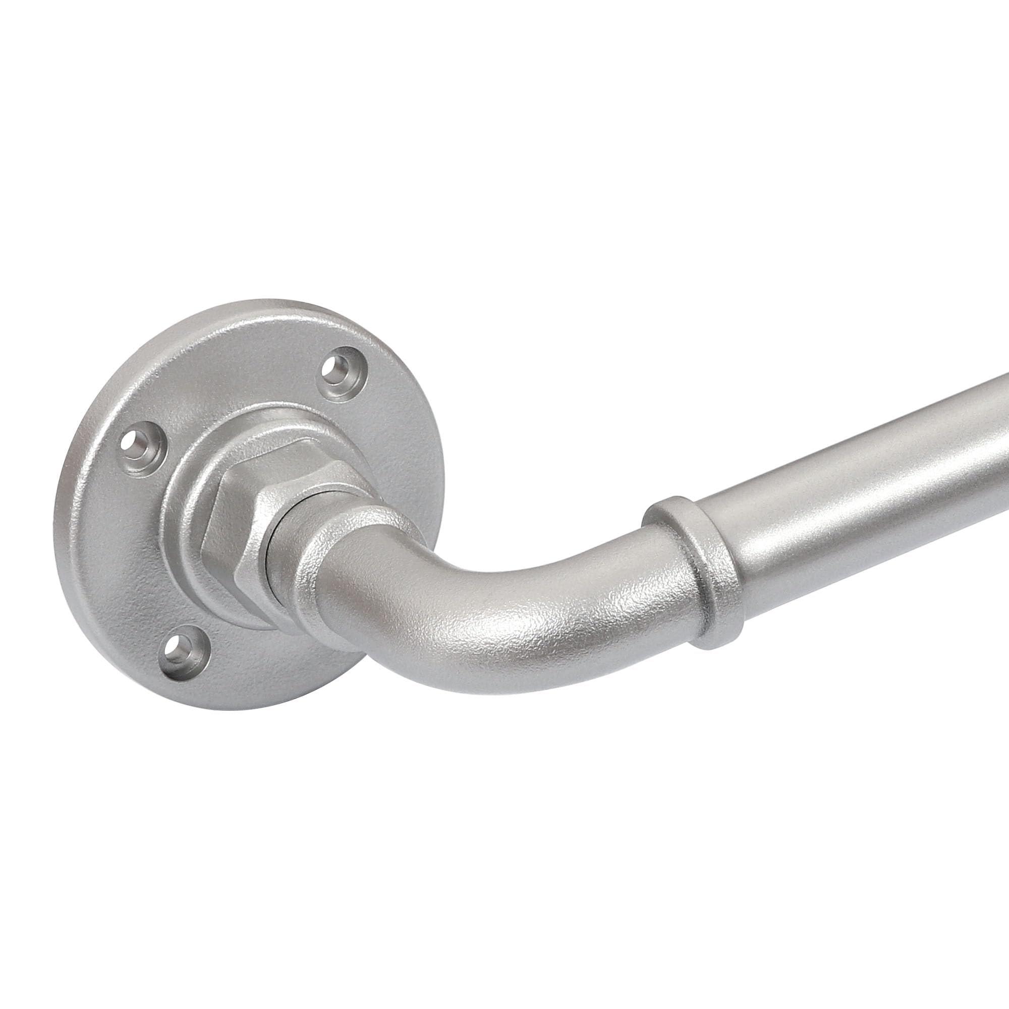 Turquoize Industrial Curtain Rods for Windows 16 to 121 Inches Blackout Wrap Around Curtain Rod for Bedroom 3/4 Inch Splicing Indoor/Outdoor Curtain Rod Room Divider Rod, 16.2-121.8",Nickel