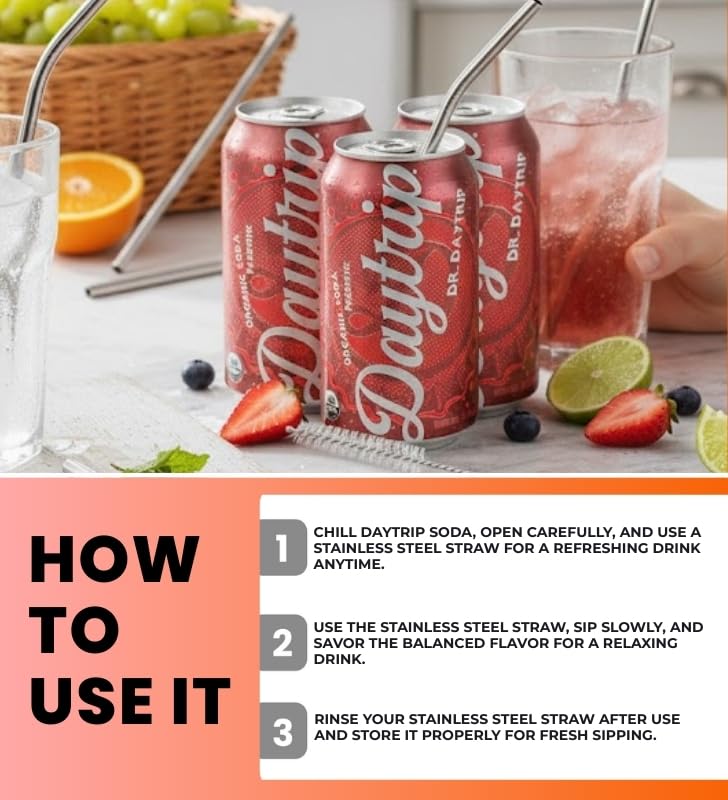 Organic Sparkling Prebiotic Soda - 12x Bundle with Reusable Drinking Straws — Lightly Carbonated Beverage with Organic Cane Sugar, & Elderberry Juice for Refreshing Taste — Gift Set (2 Items)