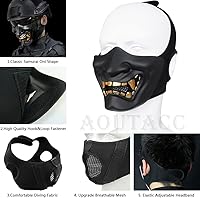 Vista 27 de AOUTACC Mascarillas de media cara Airsoft, monstruo demonio malvado, Kabuki, Samurai, Hannya Oni, máscaras protectoras de media cara, baile