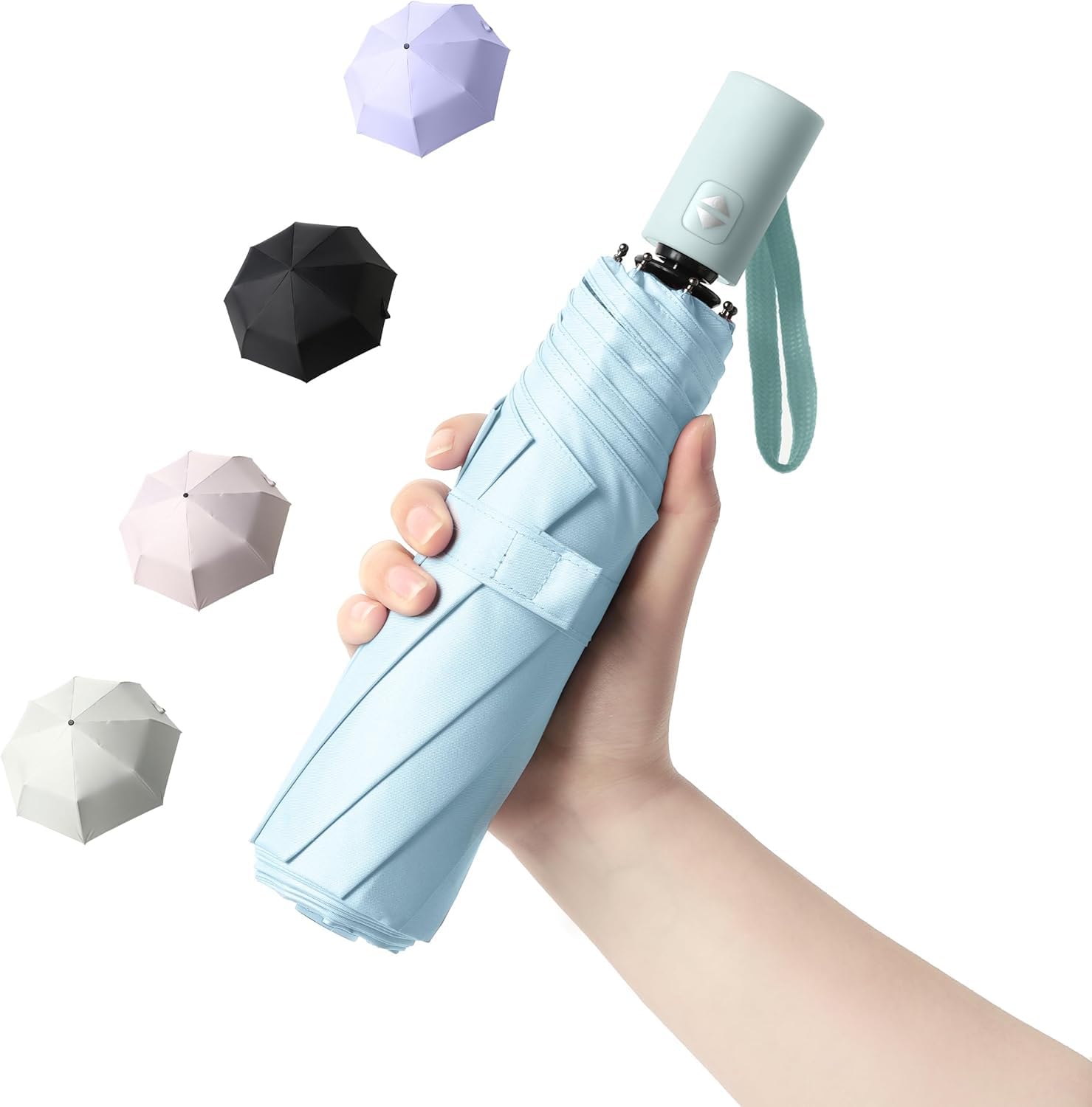 Small UV Protection Travel Umbrella Compact for Rain and Sun UPF 50+ 41 inch Portable Umbrella for Women and Men(Skyblue)-image-39
