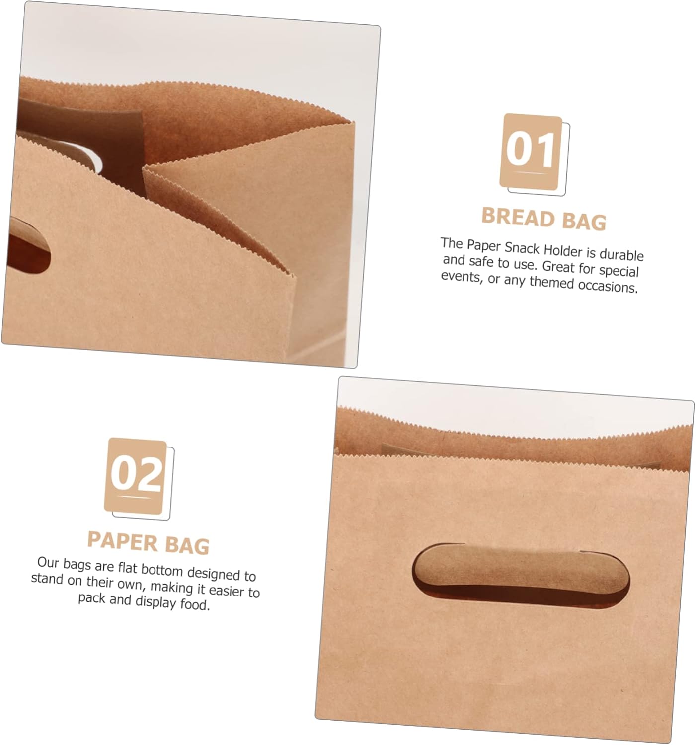LABRIMP 30pcs Bread Loaf Bags Kraft Paper Paper Bag Bakery Lunch Sourdough Bread Storage