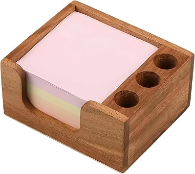 Notepad Dispenser Wooden Desk Memo Pad Storage