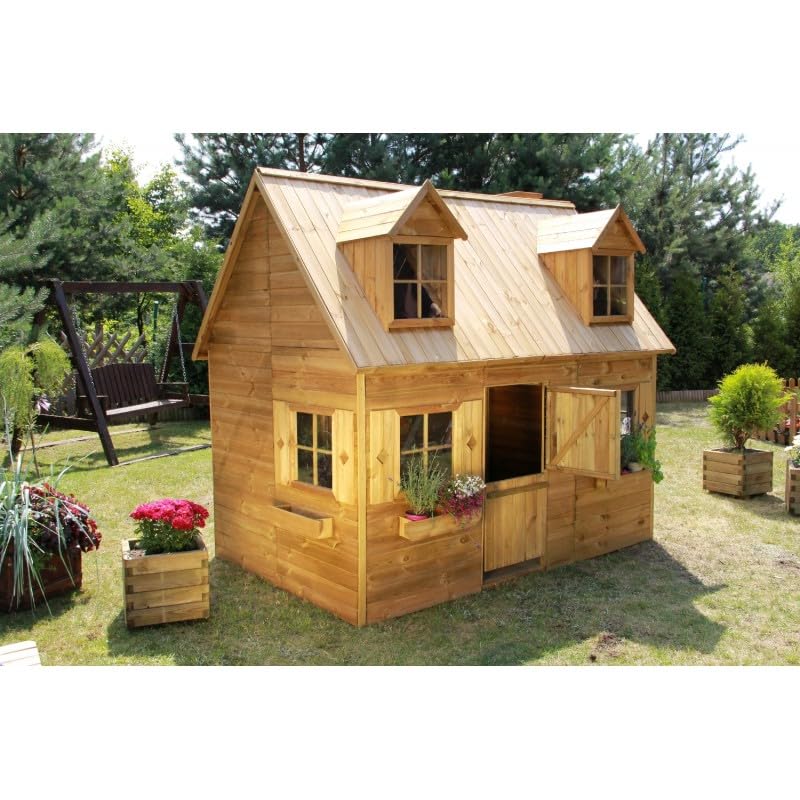 Casetta da giardino per bambini in legno "Sofia" 157x248x218 cm.