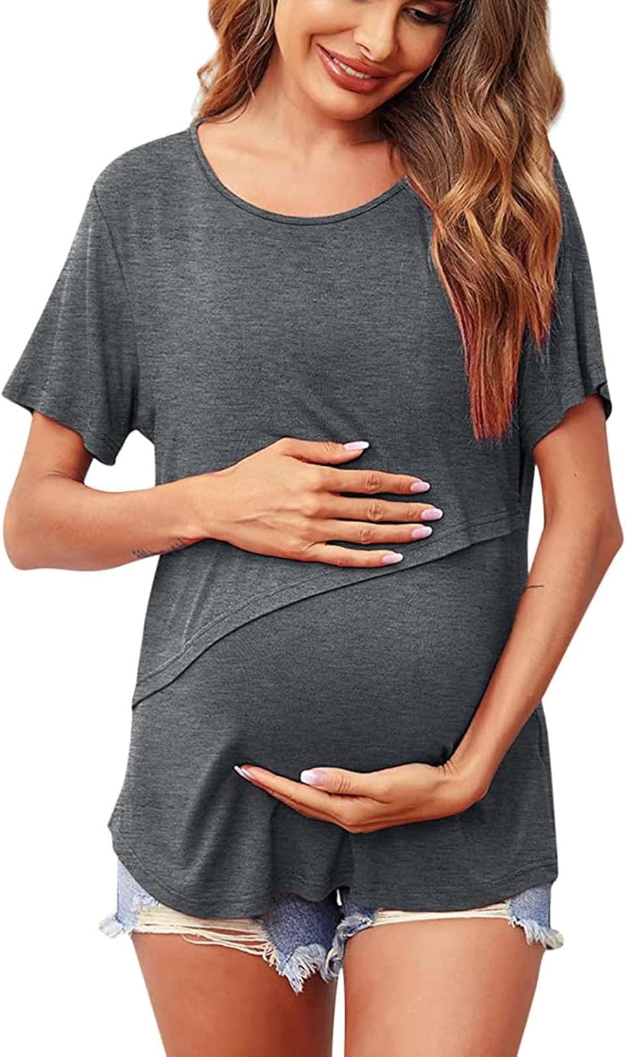 3PC Women's Nursing Shirts for Breastfeeding, Summer Postpartum Clothes for Women Nursing T Shirt Tops