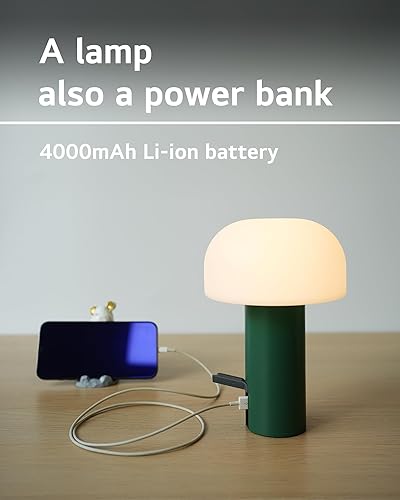 Miniatura 4 de WEILAILUX Lámpara de Mesa Inalámbrica con Forma de Hongo, Lámpara de Ducha Impermeable, Lámpara de Mesa Recargable a Batería, Luz Nocturna Regulable