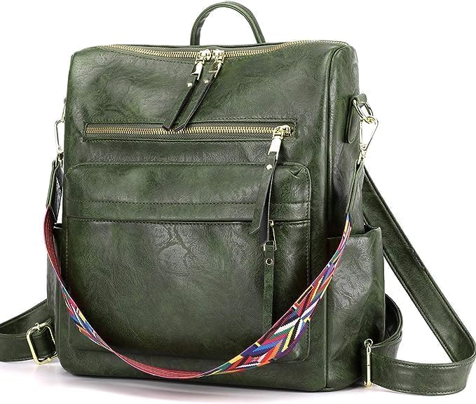 Womens Fashion Backpack with Shoulder Strap Stylish Leather Backpack for Women | Shoulder Bag for Women & Girls | Anti Theft | Multipurpose Travel Bag for Women | Adjustable Shoulder Straps (Green) (B0CZR3M99M) Amazon Price History, Amazon Price Tracker