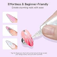 Vista 3 de Arte de gel de uñas 3D: 2 piezas de 0.5 fl oz de pegamento de uñas de gel para tallar patrones de decoración - Polvo de uñas cromado y dijes de uñas