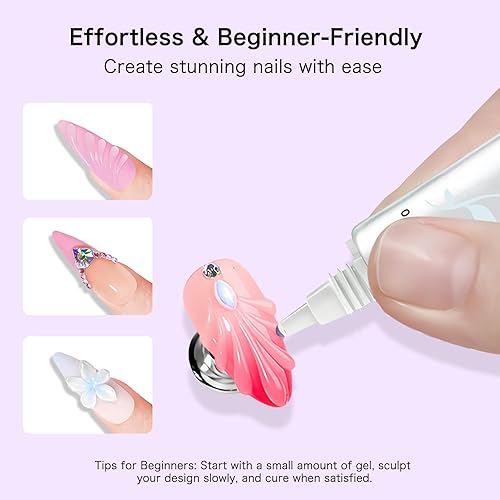 Miniatura 3 de Arte de gel de uñas 3D 2 piezas de pegamento de uñas de gel para esculpir patrones de decoración - Polvo de uñas cromado y dijes de uñas de