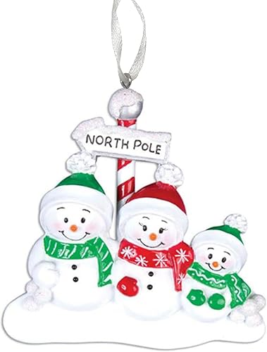 Miniatura 10 de Adorno personalizado 2023 con diseño de muñeco de nieve del polo norte, familia de 6, adorno para árbol de Navidad, decoración artesanal